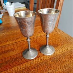 Silver plated pair Kiddush Cups.